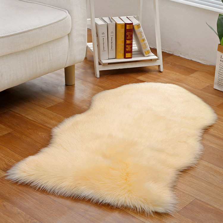1p Beige Faux Fur Carpet, Fur Rug on floor