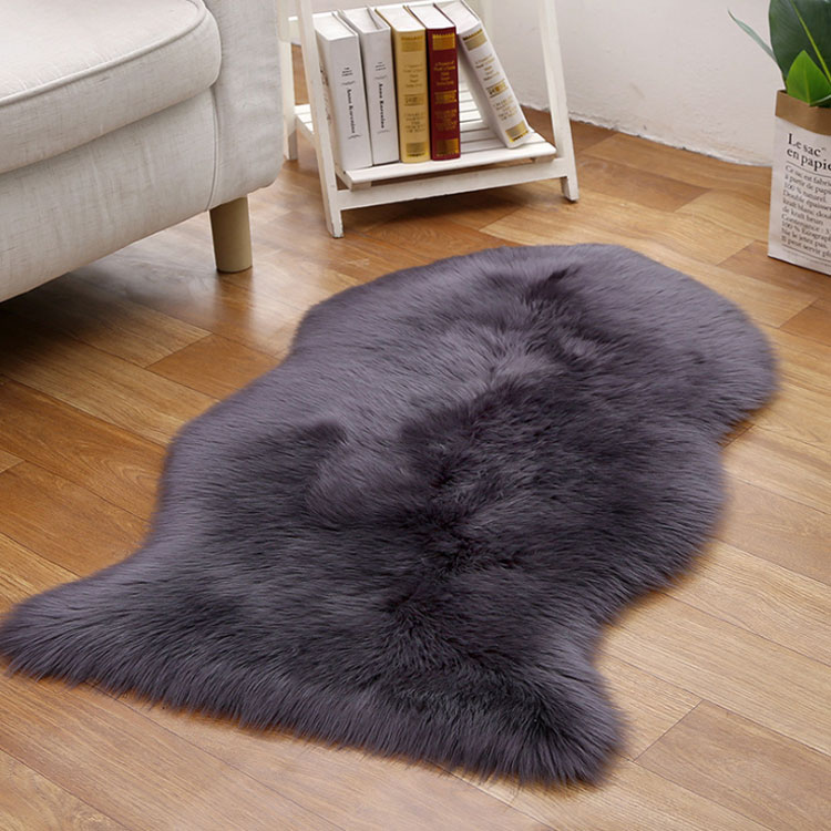 1p Deep Grey Faux Fur Carpet, Fur Rug on floor