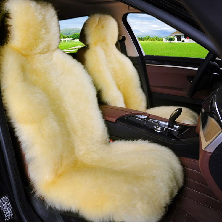 Beige Genuine Sheepskin Wrap Seat Cover