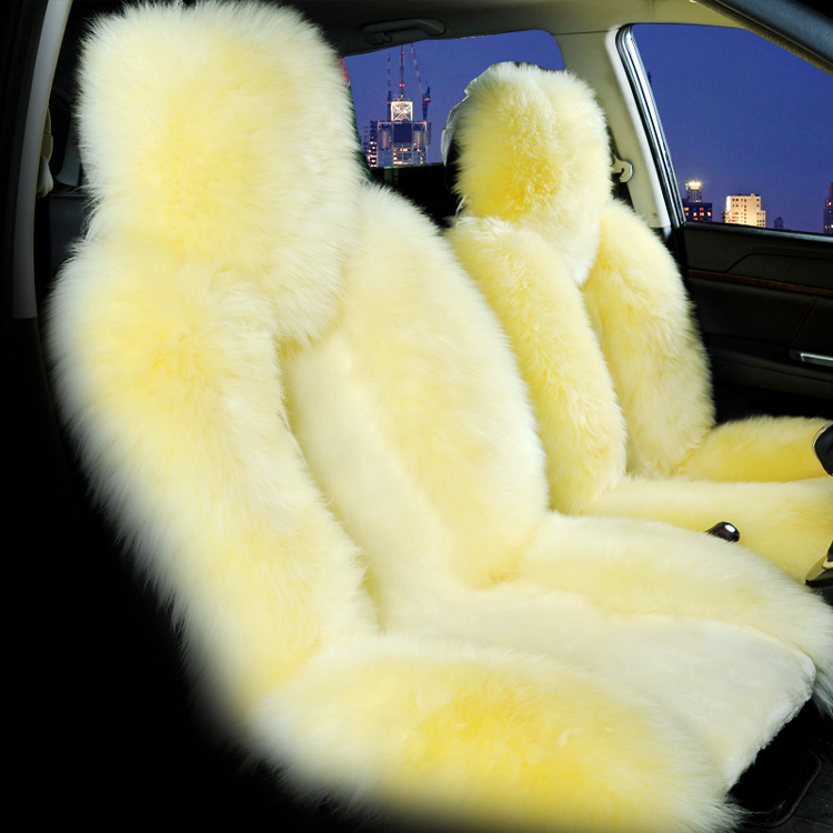 Beige Sheepskin Auto Car Front Seat Covers