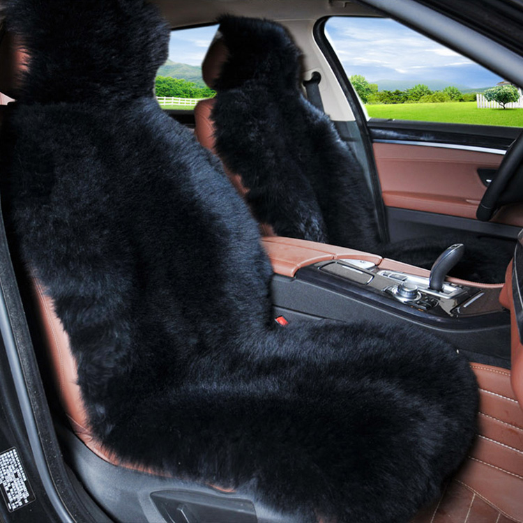 Black Genuine Sheepskin Wrap Seat Cover