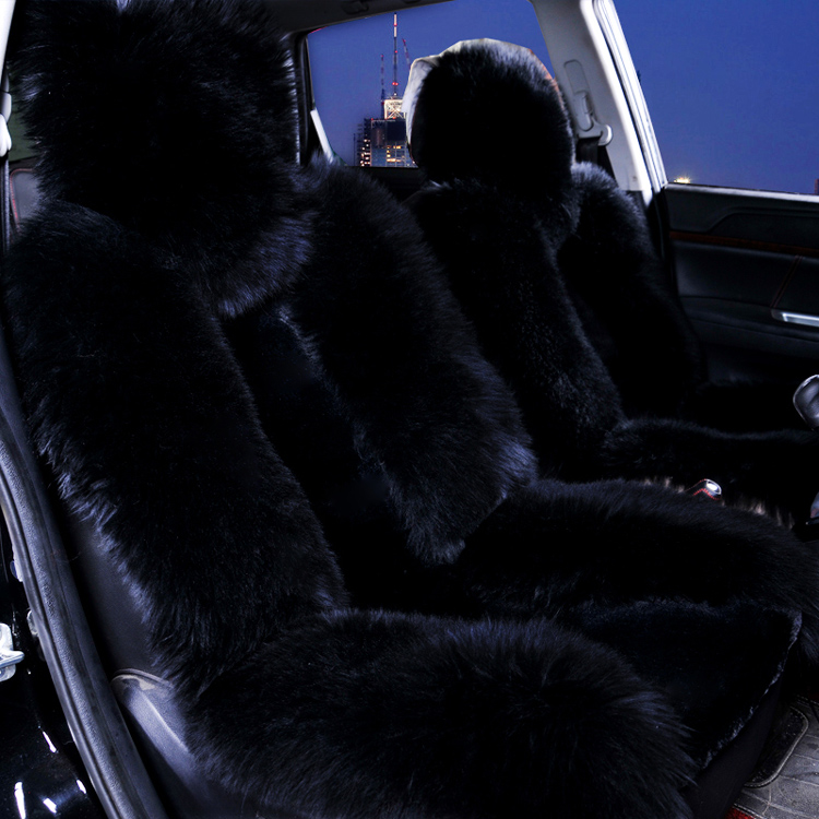 Black Sheepskin Auto Car Front Seat Covers