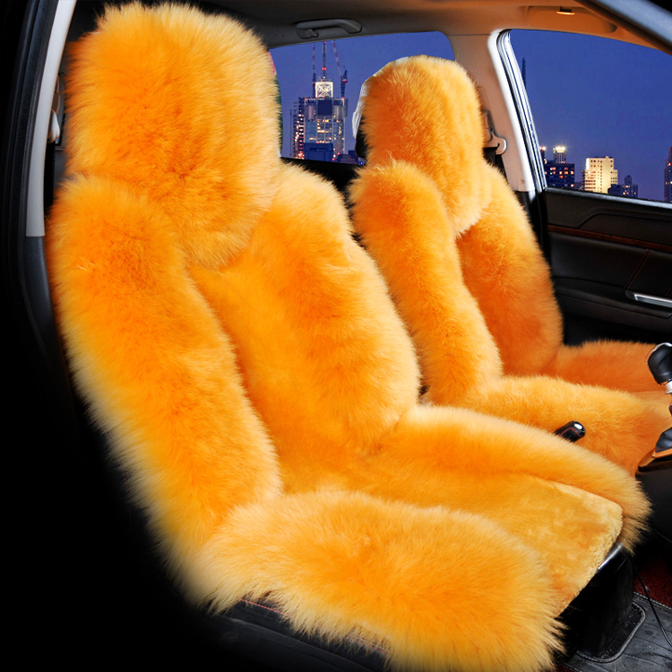 Camel Yellow Sheepskin Auto Car Front Seat Covers