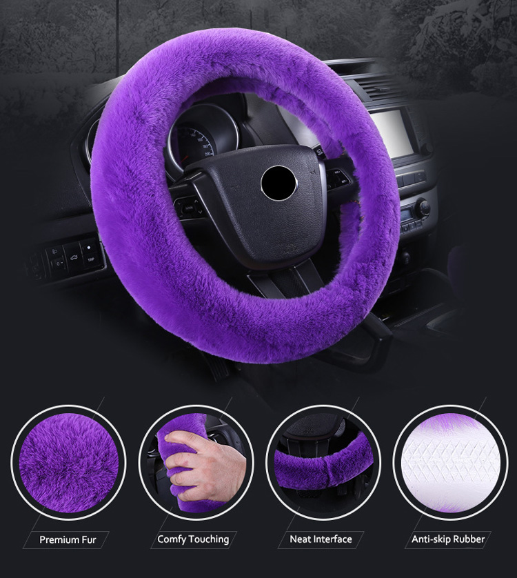 Faux Rabbit Fur Steering Wheel Cover