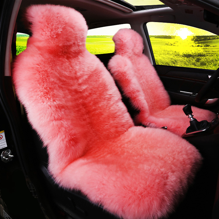Pink Color Genuine Sheepskin Wrap Seat Cover