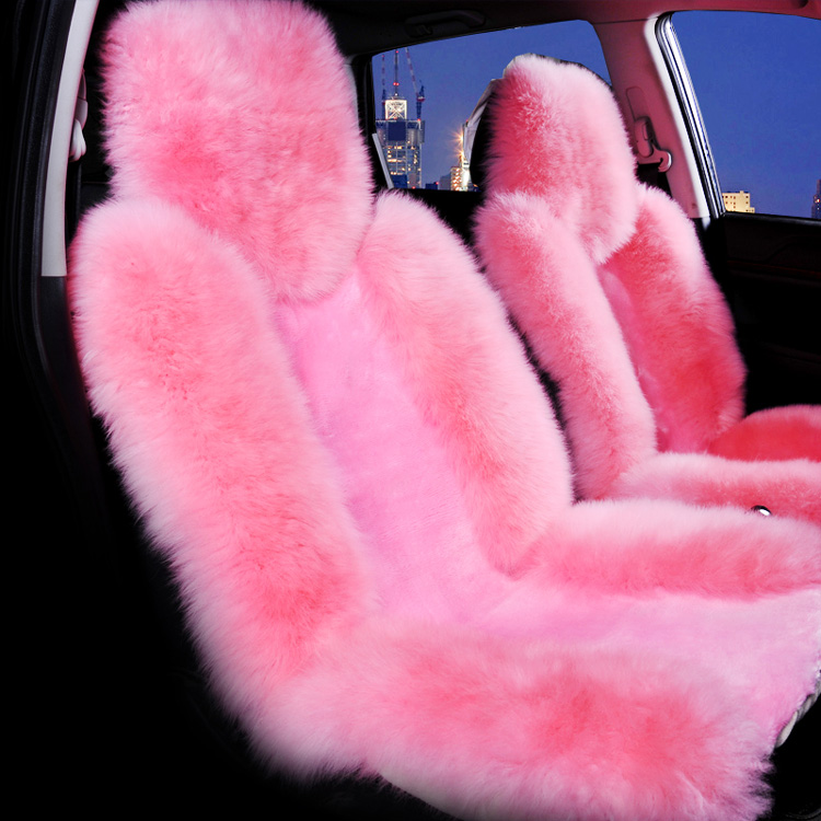 Pink Sheepskin Auto Car Front Seat Covers