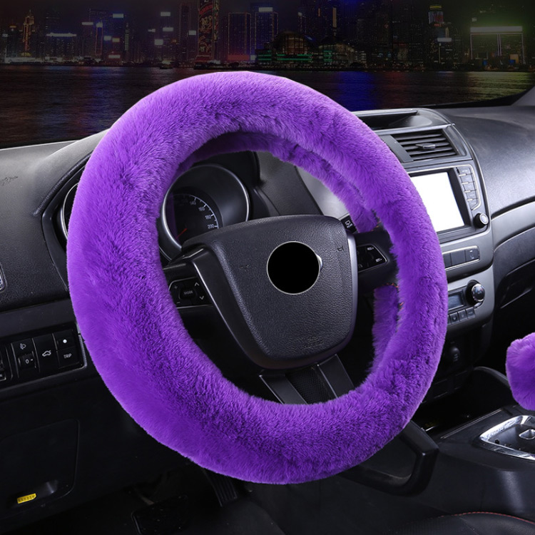 Purple Rabbit Fur Steering Wheel Cover