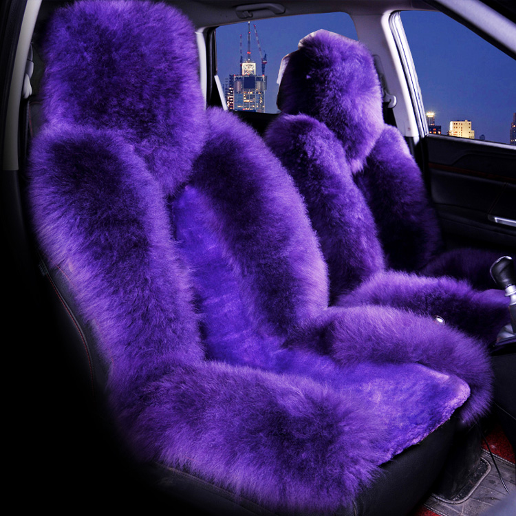 Purple Sheepskin Auto Car Front Seat Covers