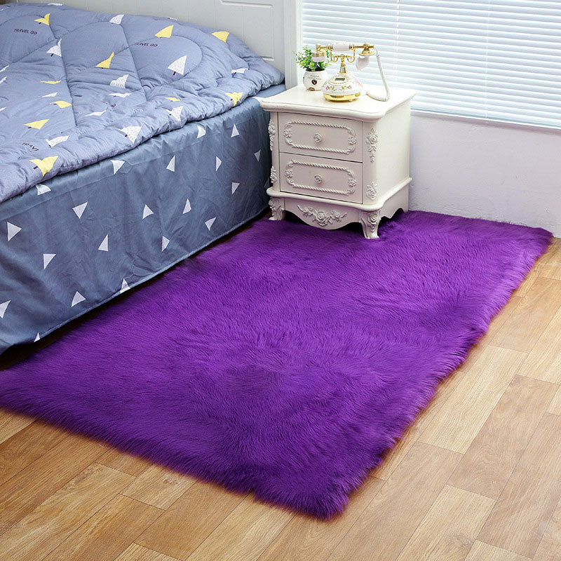 Violet Rectangle Faux Fur Carpet, Fur Rug