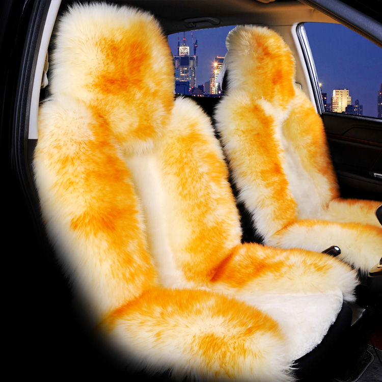 Yellow Top Sheepskin Auto Car Front Seat Covers